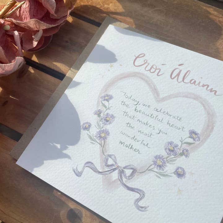 Croí Álainn ~ Coração Bonito - cartão as Gaeilge por atacado de PaperTwigs Designs