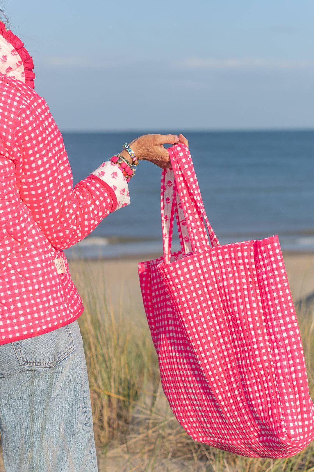 LNH EDIT - Wholesale Tote Bag - Women's - Neema pink and white Tote2