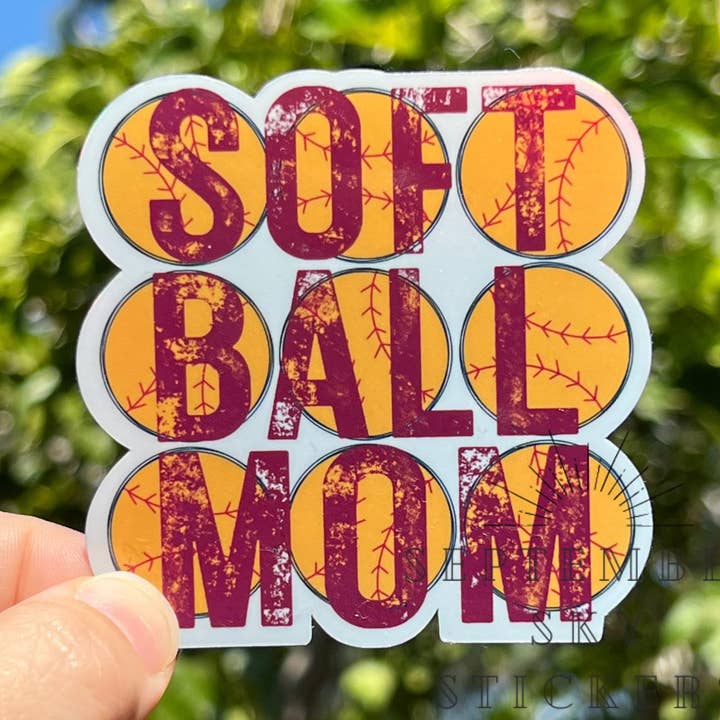 Softball Mom | Waterproof Sticker | Hydro Sticker | Water Bo for wholesale by September Sky Stickers