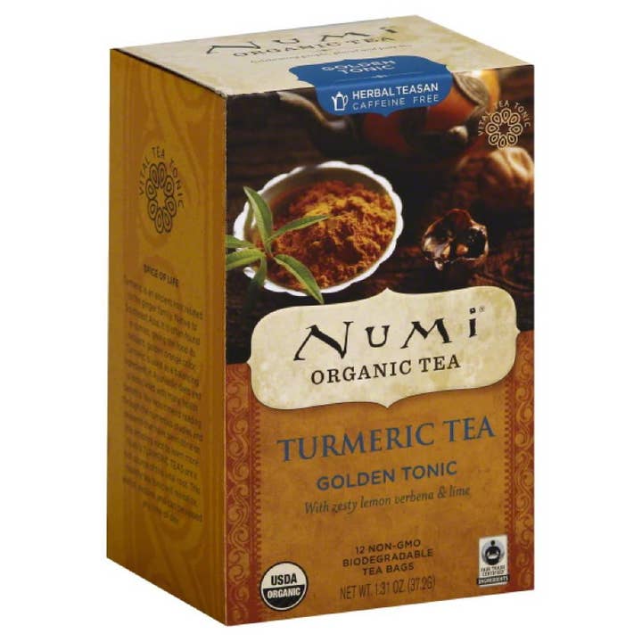 KeHE Distributors, LLC - Wholesale Tea Bags - Numi Golden Tonic Caffeine Free Turmeric Tea Tea Bags, 12 Bg