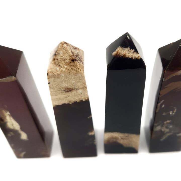 Meraki Gemstones - Wholesale Spiritual Stone/Crystal - Amber Obelix Tower 4 Faceted (Approx. 3.5-4 Inches Tall)