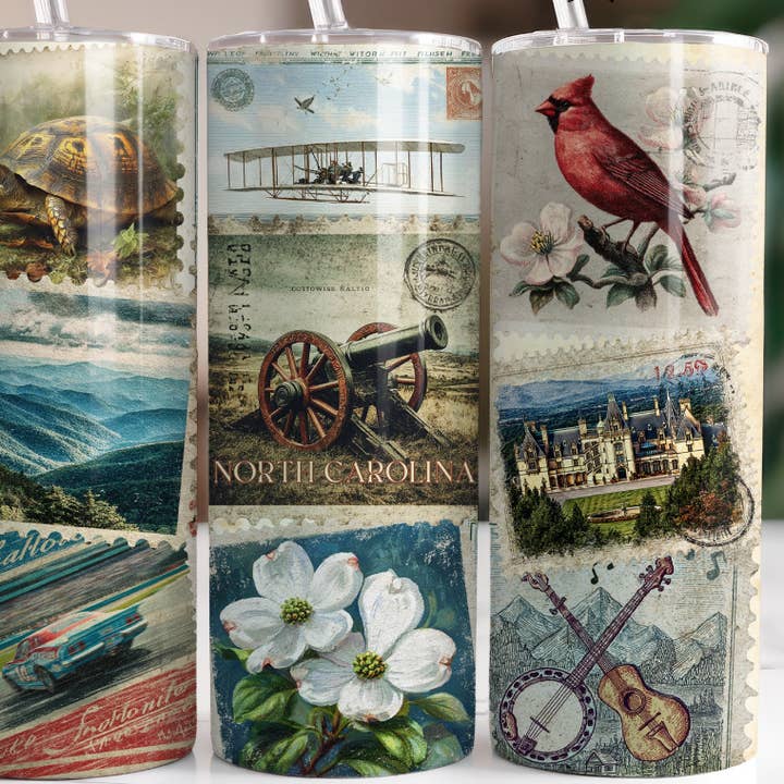 State North Carolina Stamps | Tumbler for wholesale by Designs by Robyn