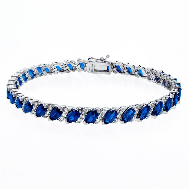 18K hvidguldbelagt safir vinarmbånd med krystaller for engroshandel hos Golden NYC Jewelry
