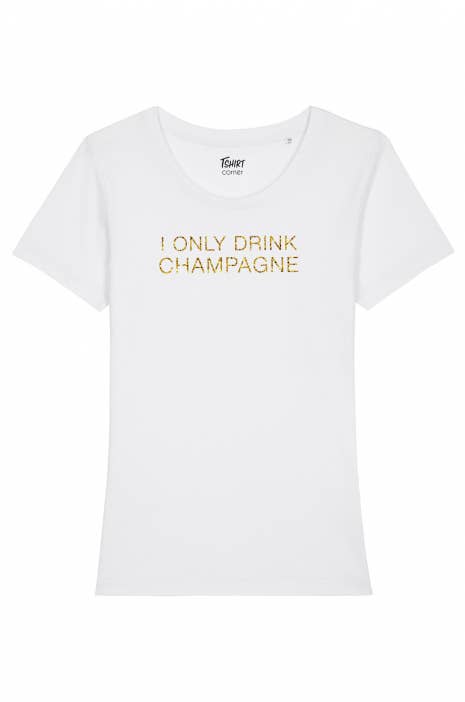 Tshirt Corner - Wholesale Screen Printed T-Shirt - Women's - Women's T-shirt - I Only Drink Champagne - Glitter2
