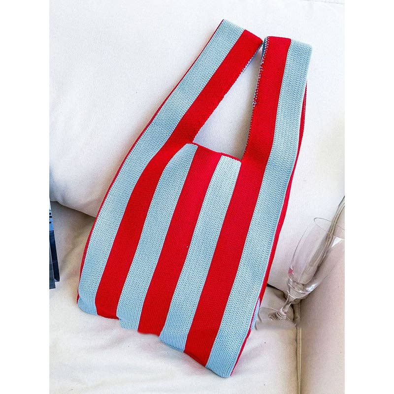 FurDecoration - Wholesale Tote Bag - Women's - Woven Handbag with Striking Contrast Color Stripes2