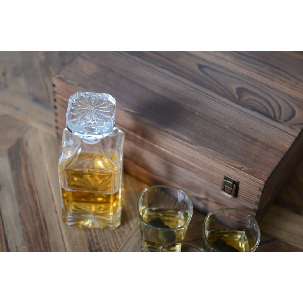 AULICA - Wholesale Cocktail/Liquor Glass - Wooden whisky box with decanter5