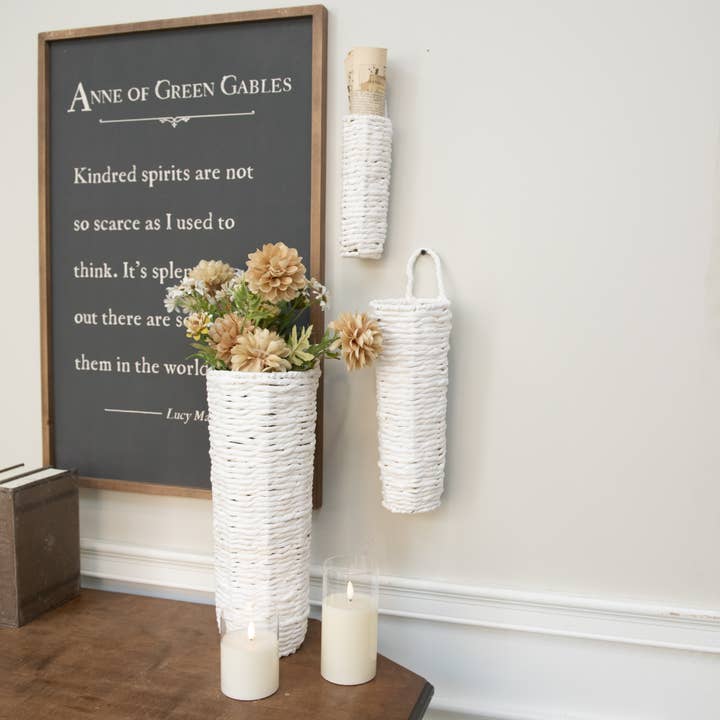 SET/ 3 WHITE GRASS WALL BASKETS for wholesale by Ragon House