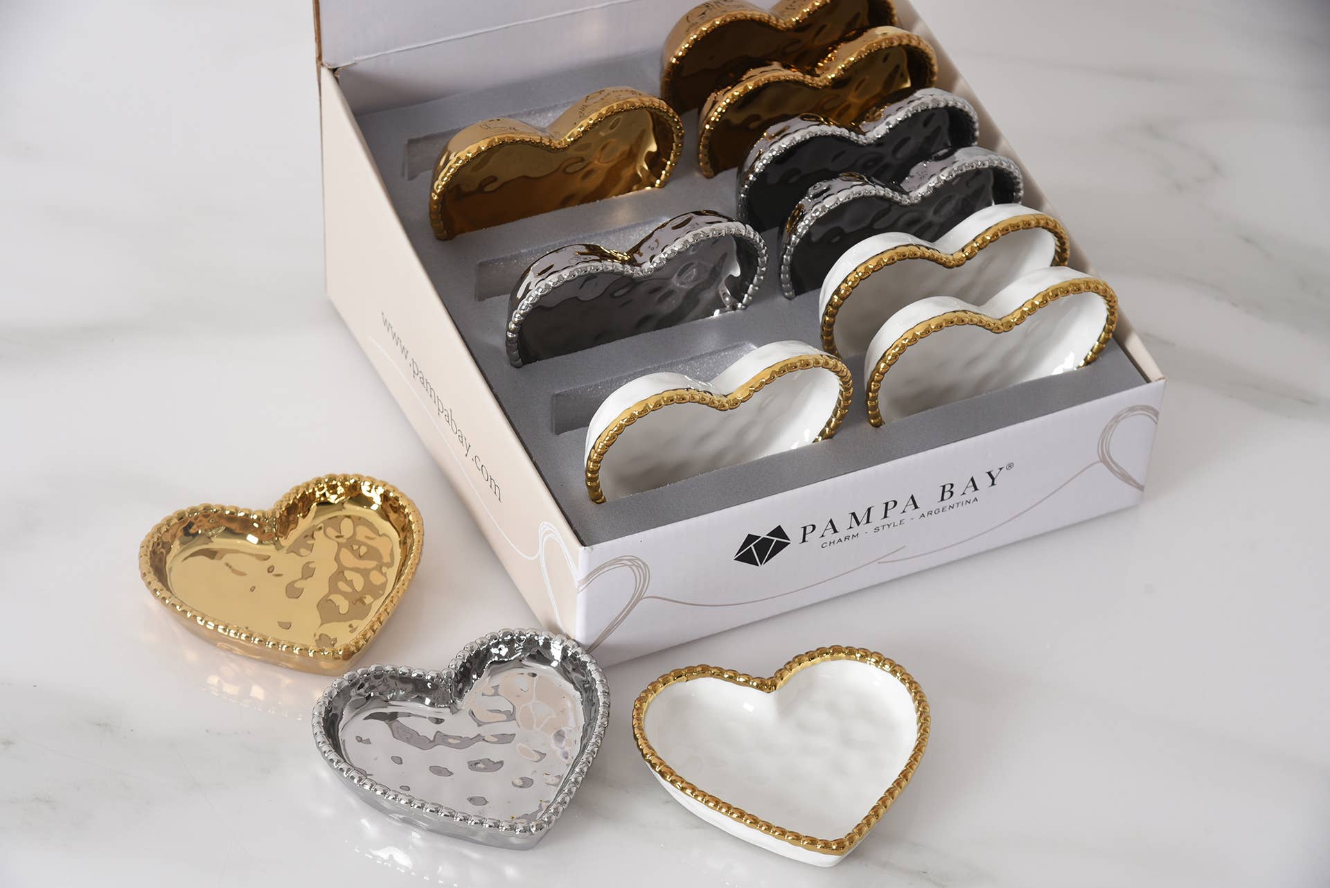 Pampa Bay - Venta al por mayor Bandejas/platos/boles decorativos - Caja CDU - 12 Mini Platos Corazón2