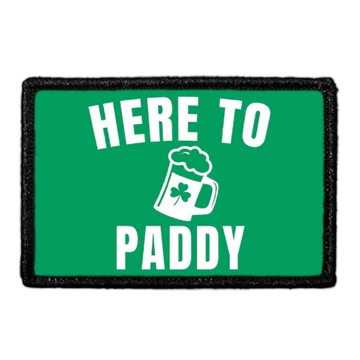 Hier zu Paddy - Bier - Grüner Hintergrund - Aufnäher für den Großhandel von Pull Patch