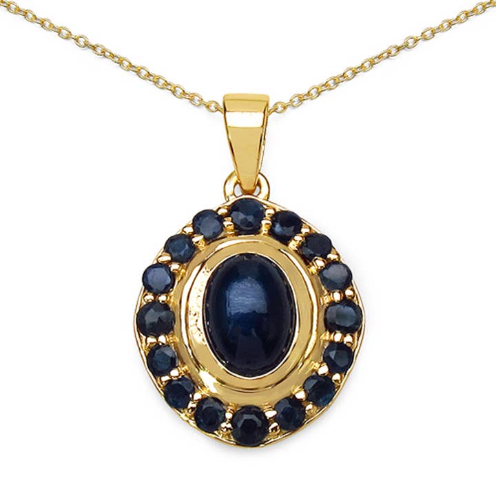 3.02 ctw Blue Sapphire .925 Sterling Silver Pendant for wholesale by Quintessence Jewelry