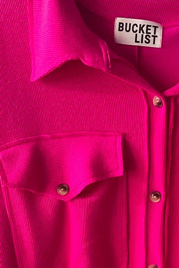 BUCKETLIST OUTLET - Wholesale Shirt Jacket/Shacket - Women's - T1320-4 OUTLET SALE Solid Rib Knit Oversized Shacket Shirt10