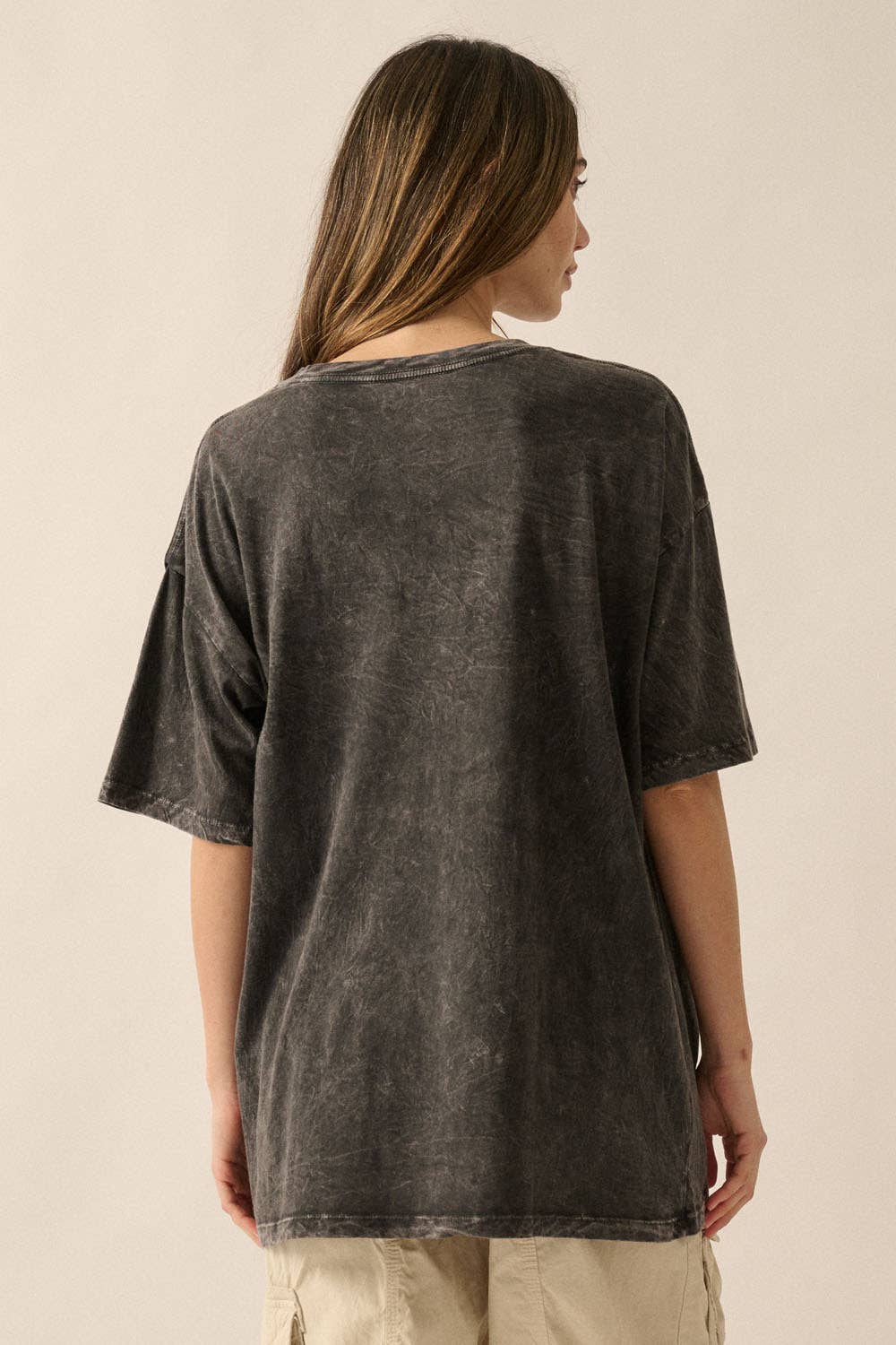 Charcoal Wild Spirit Vintage-Wash Oversized Graphic Tee for wholesale on Faire8