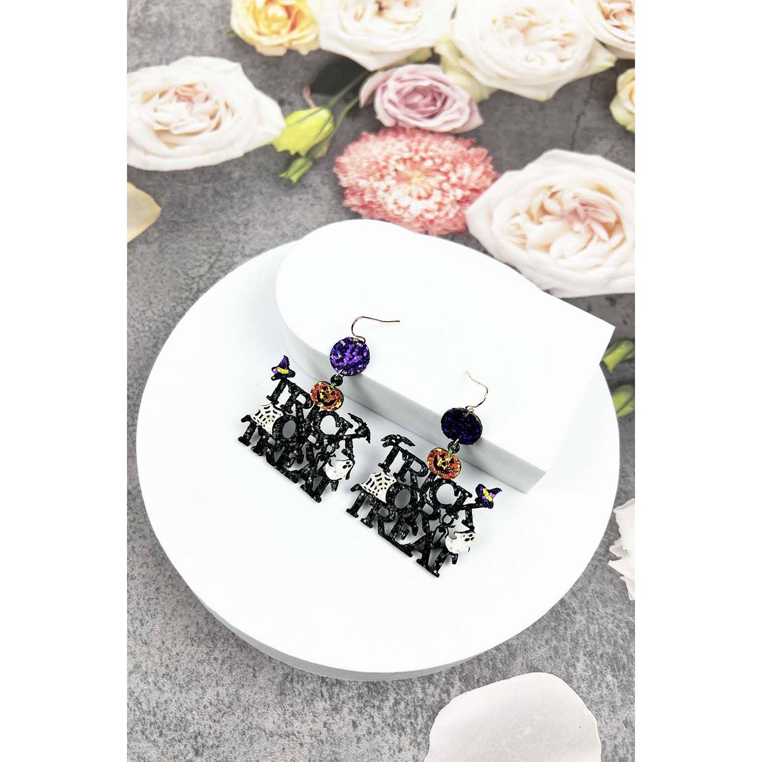 JHP Collection - Wholesale Dangle Earrings - HALLOWEEN PUMPKIN WITH HAT TRICK OR TREAT EARRING3