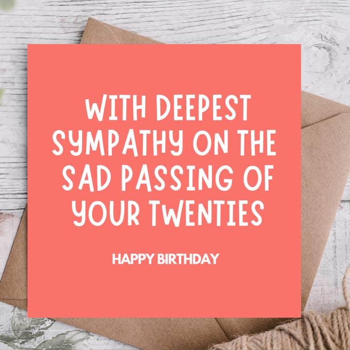 Twenties Funeral – Funny Sympathy 30th Birthday Card for wholesale by Highgrove Cards