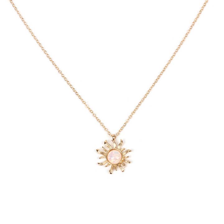 Perimade & Co. LLC - Wholesale Pendant/Charm Necklace - Dainty Sun Moon Opal Charm Layering Necklace in Solid Copper6