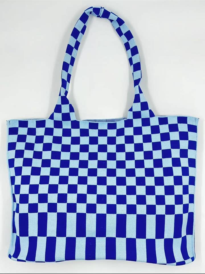 Bold Checker - Knit Tote for wholesale by TOKEII LTD
