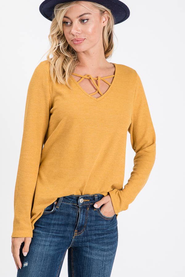 lovely melody – wholesale Stickad topp - Dam – LMT1155-Thermo Crisscross Stickad topp6