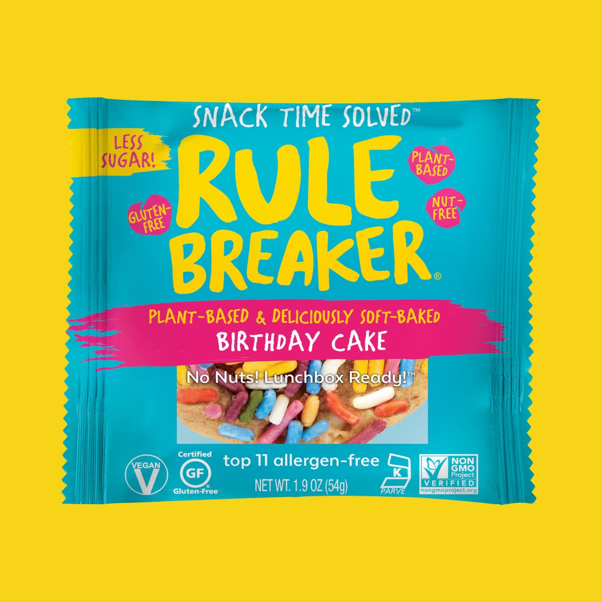 Rule Breaker Snacks - Wholesale Brownie - Birthday Cake Blondie | 12-Count Caddy of 1.9-oz Blondies