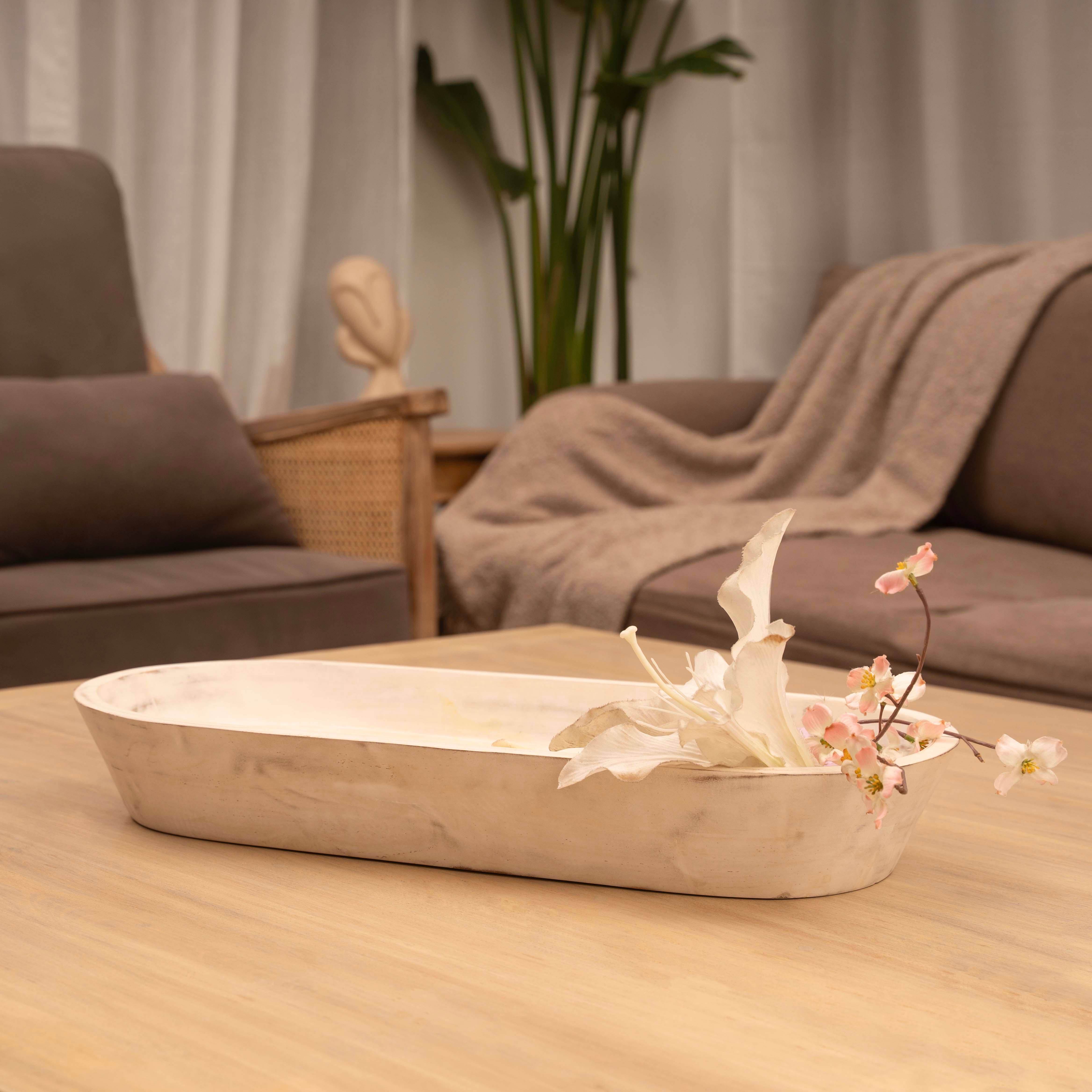 LuxeDesigns Co LLC - Wholesale Decorative Plate/Dish/Bowl - Wooden Dough Bowl - Extra Large Rustic White Acacia Wood2