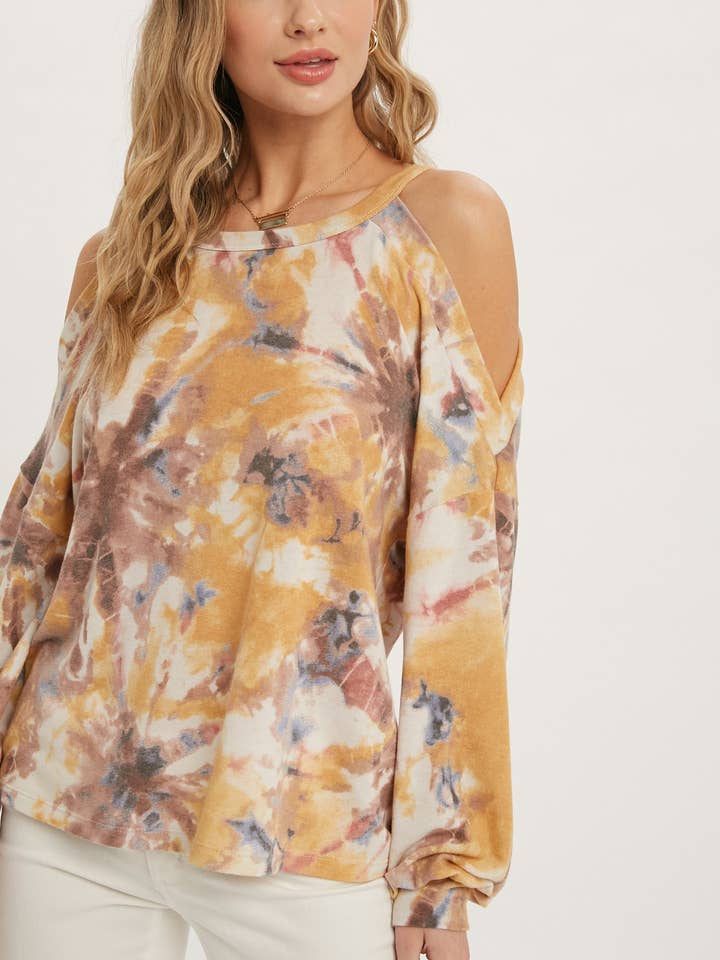 TIE DYE OPEN SHOULDER TOP for wholesale by Bluivy
