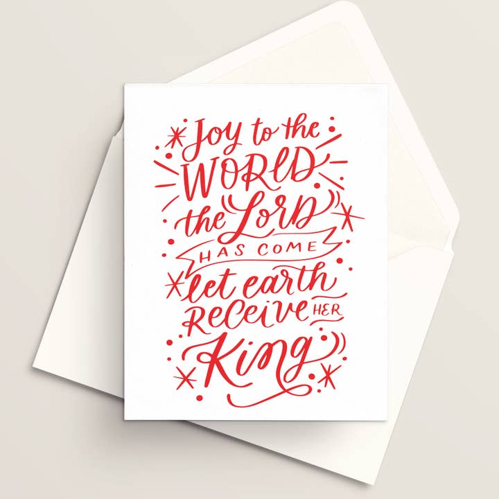 Vivi Furlong - Wholesale Christmas Card - Versículo de alegría (Salmo 98) | Tarjeta cristiana | Tarjeta hecha a mano | Tarjeta de fiestas | Tarjetas navideñas | Navidad 2025 | Basada en la fe2