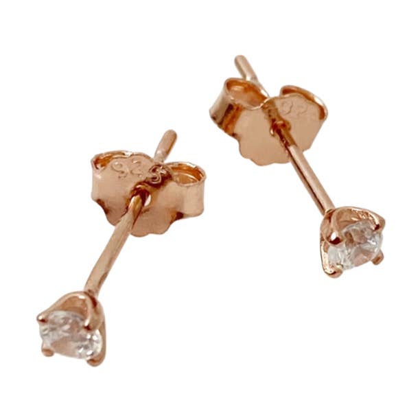 Orecchini a bottone in oro rosa Mia Zirconia per la vendita all'ingrosso da parte di Blush & Co