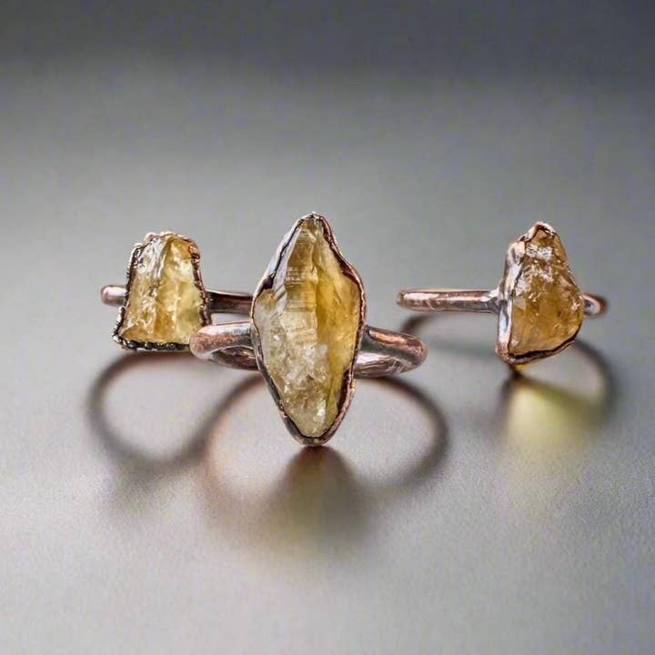 Handmade Raw Citrine Copper Ring by Blackbird & Sage for wholesale by Blackbird & Sage Jewelry