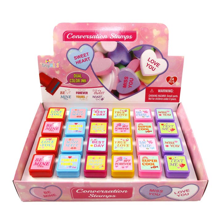 Tiny Mills - Venta al por mayor Sello de goma/decorativo - Conversación del Día de San Valentín Sellos de Tinta Automática de Doble Color