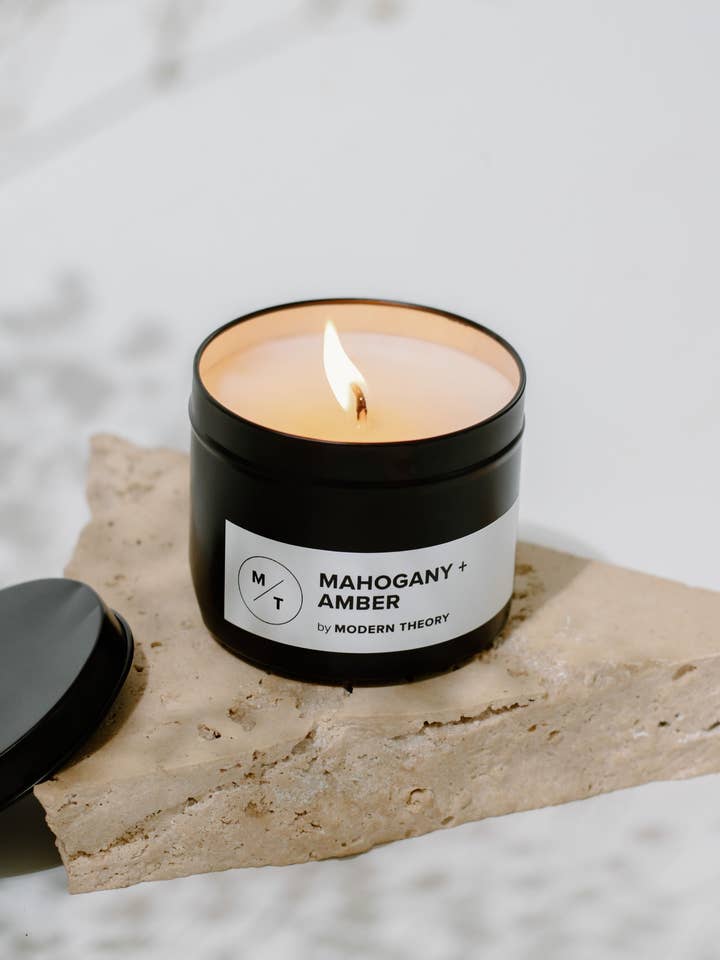 MAHOGANY + AMBER Candle Tin for wholesale by Modern Theory