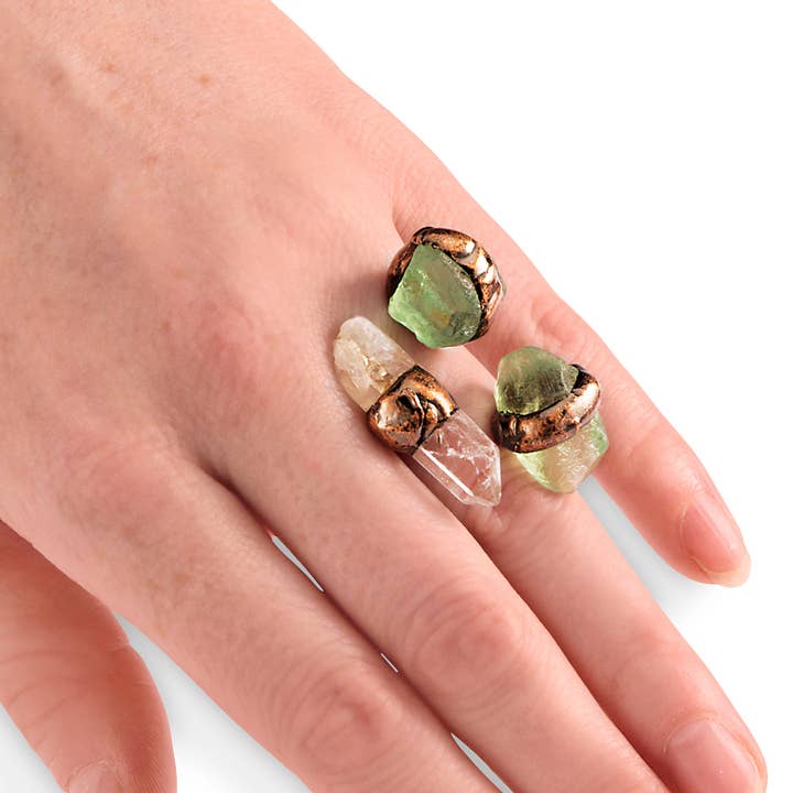 Pyramid Collection - Wholesale Cocktail/Statement Ring - Asymmetrical Oversized Gemstone Copper Ring2