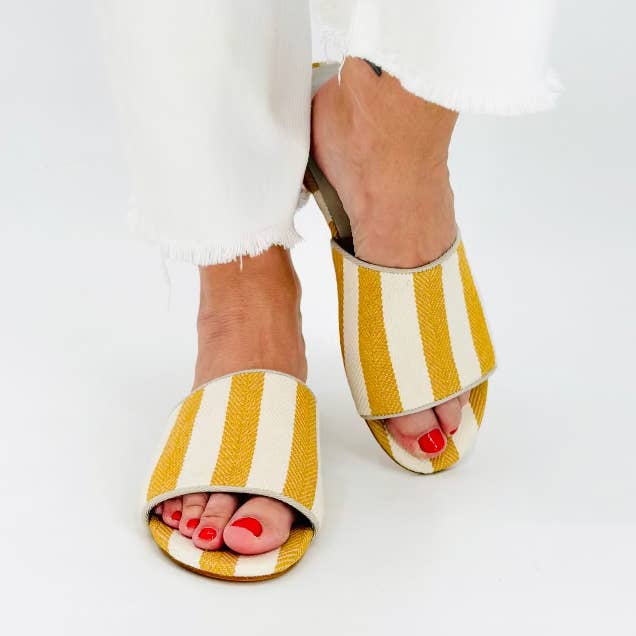 Herringbone Canvas Kat Slide för wholesale av Baldiz