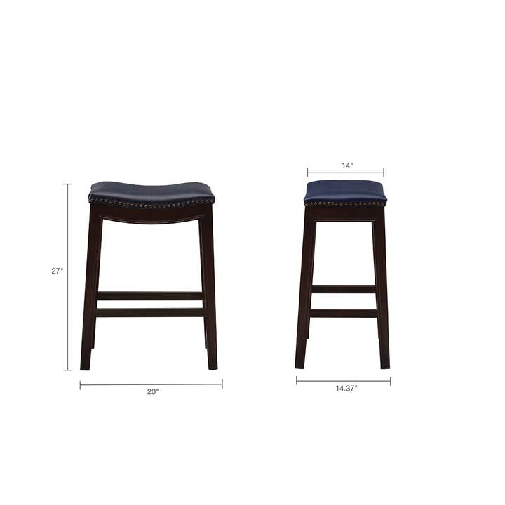 Olliix - Wholesale Stool - Leather Saddle Counter Stool, Navy Blue