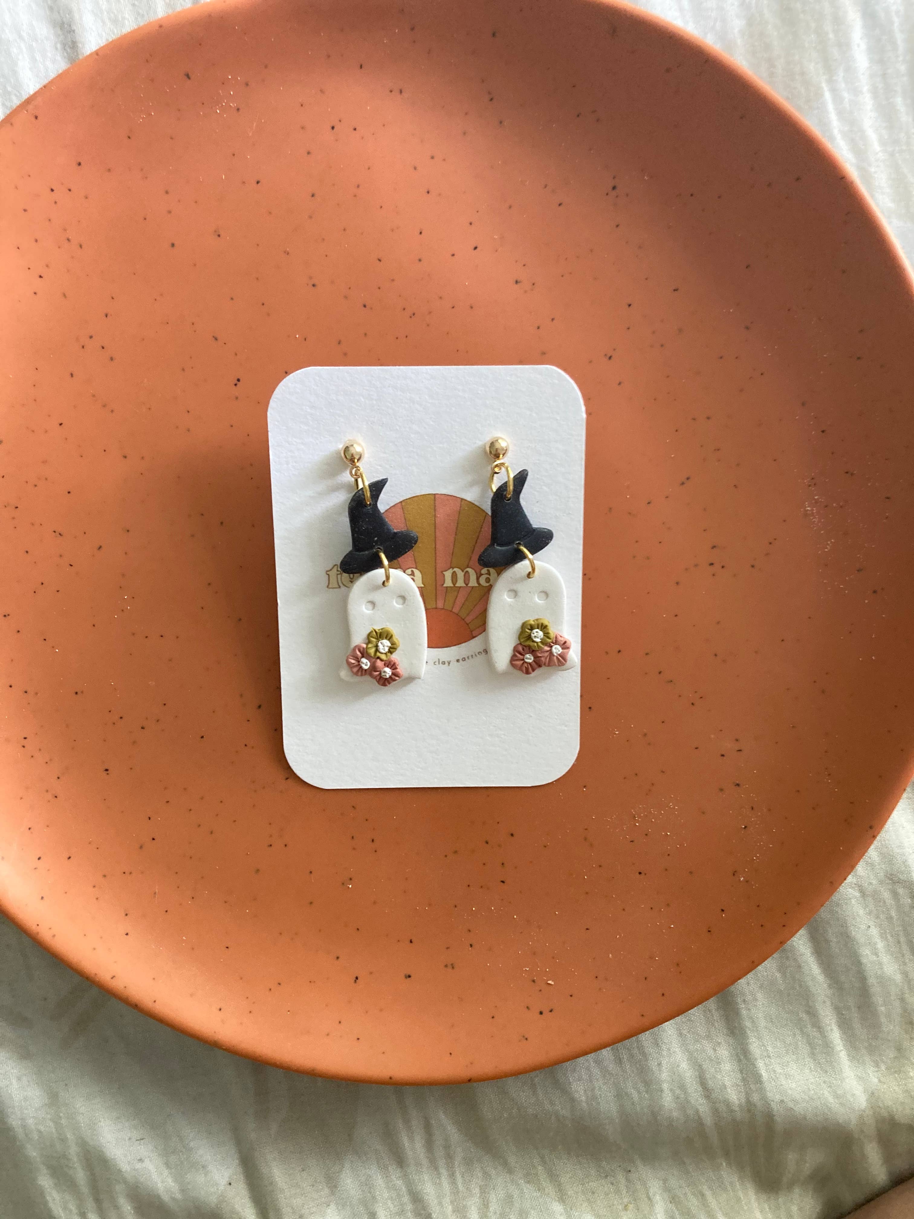 Terra Made - Wholesale Dangle Earrings - Floral witchy ghost dangle earrings1