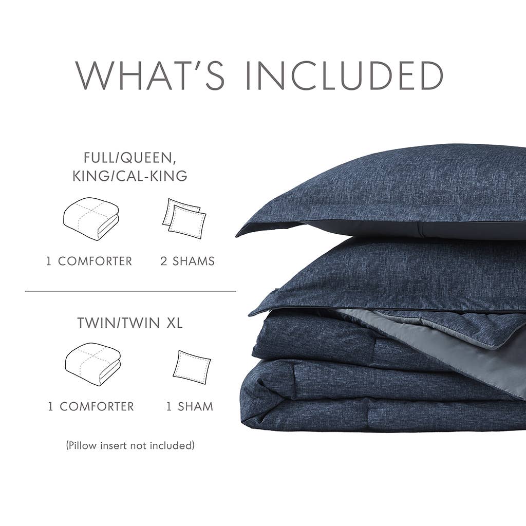Olliix - Wholesale Bedding Set - Chambray Denim Inspired Comforter Set, Navy4