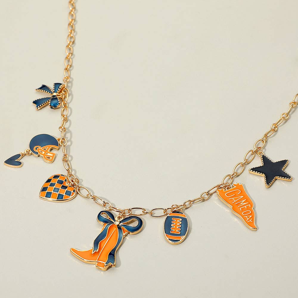 Sensibling Corp. - Wholesale Pendant/Charm Necklace - Game Day Football Theme Charm Station Necklace3