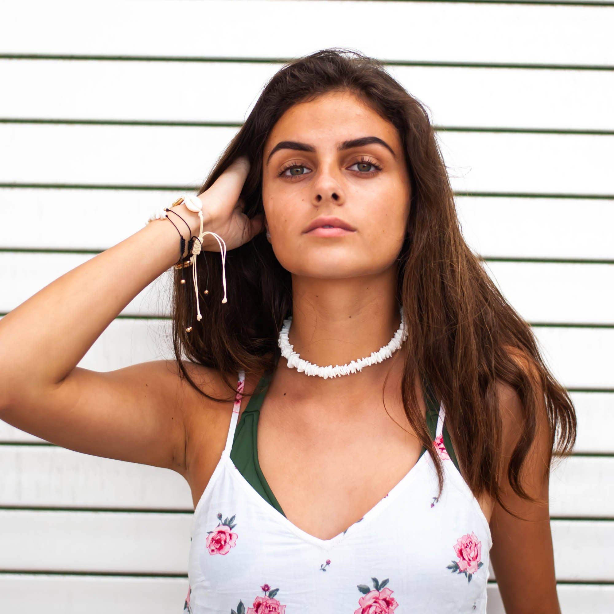 Natalia - Wholesale Beaded/Pearl Necklace - Puka Shell Necklace, Unisex White Square, Multiple Sizes9