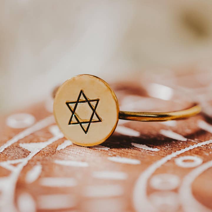 Star of David Dainty guld- eller silverring för wholesale av Salt Sparkle Shalom