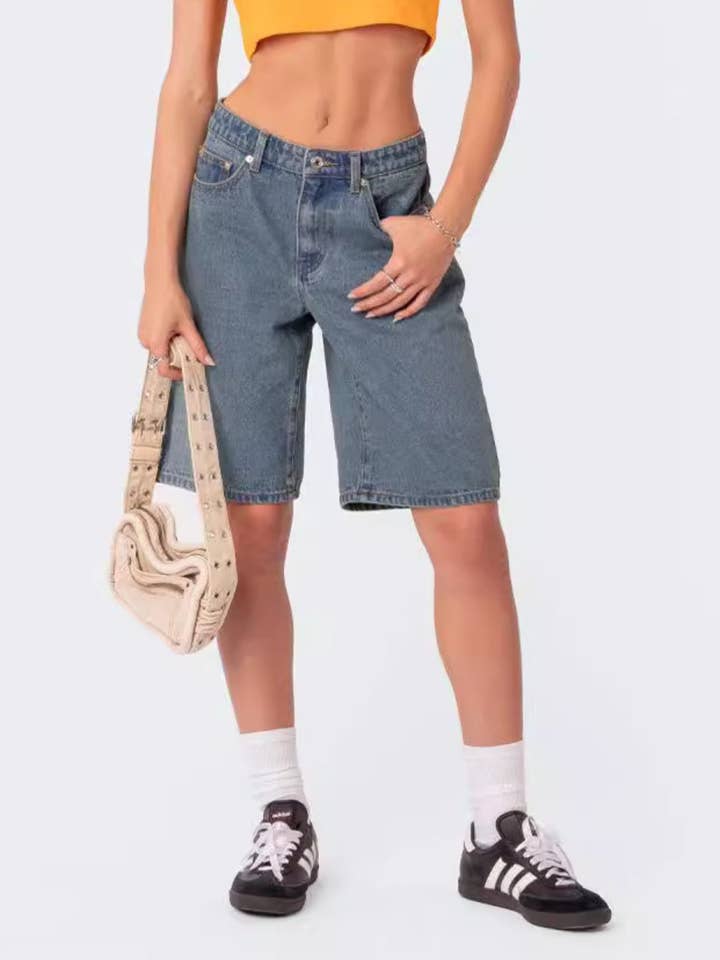 Low Waisted Casual Denim Bermuda Shorts DP25B698 for wholesale by Dipped Shop
