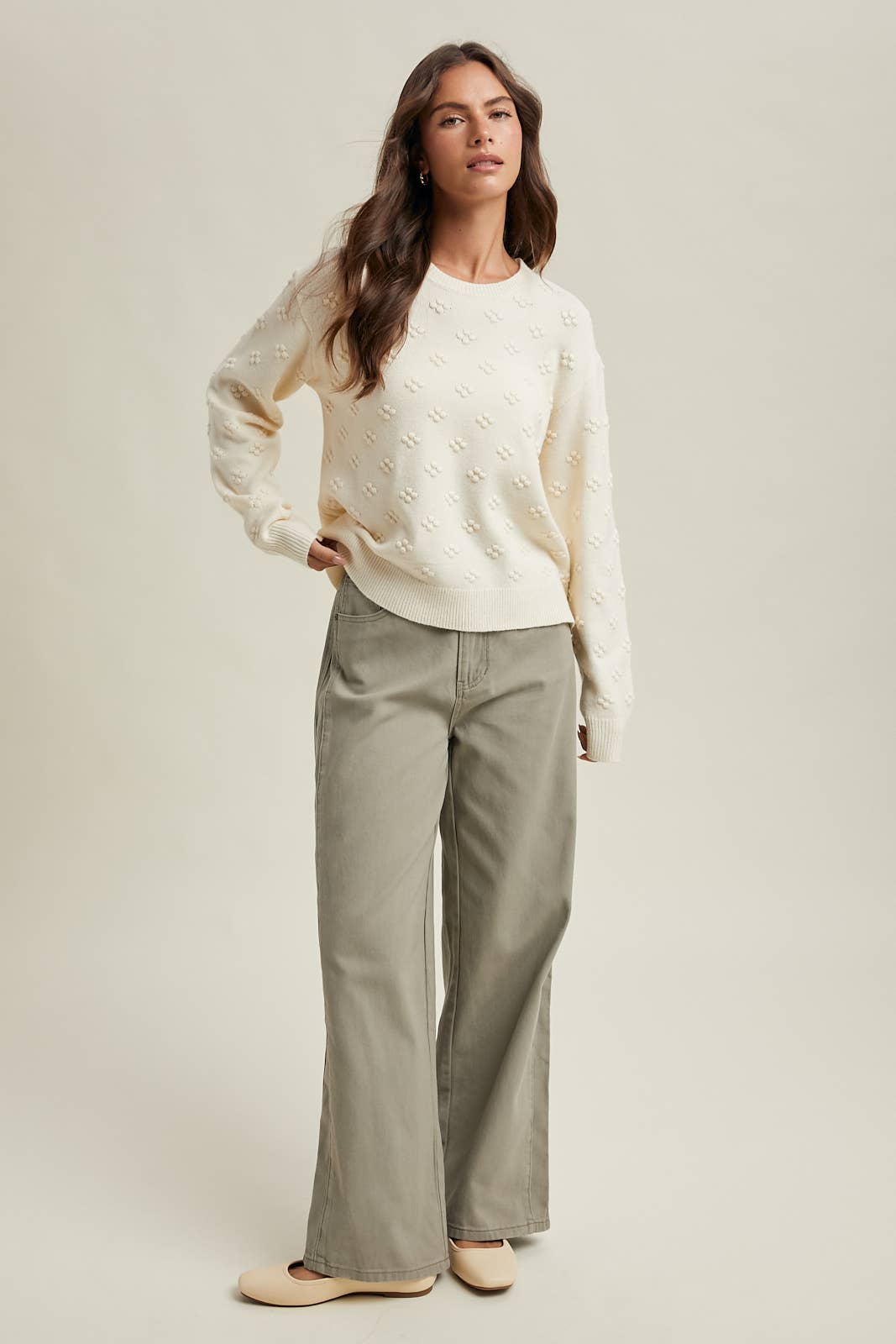 Wishlist Apparel - Wholesale Knit Sweater - Women's - POM POM KNIT SWEATER / WL25-108541