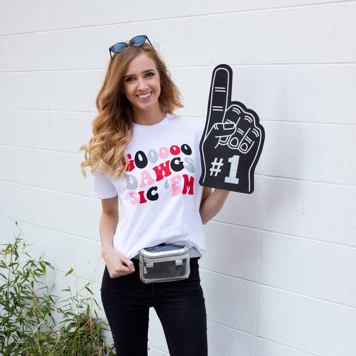 Groovy Short Sleeve T-shirt in White - NCAA Licensed for wholesale by Kickoff Couture