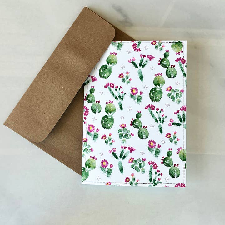 Tarjeta de Flores de Cactus, A7 para venta al por mayor de Red Chile Design Co