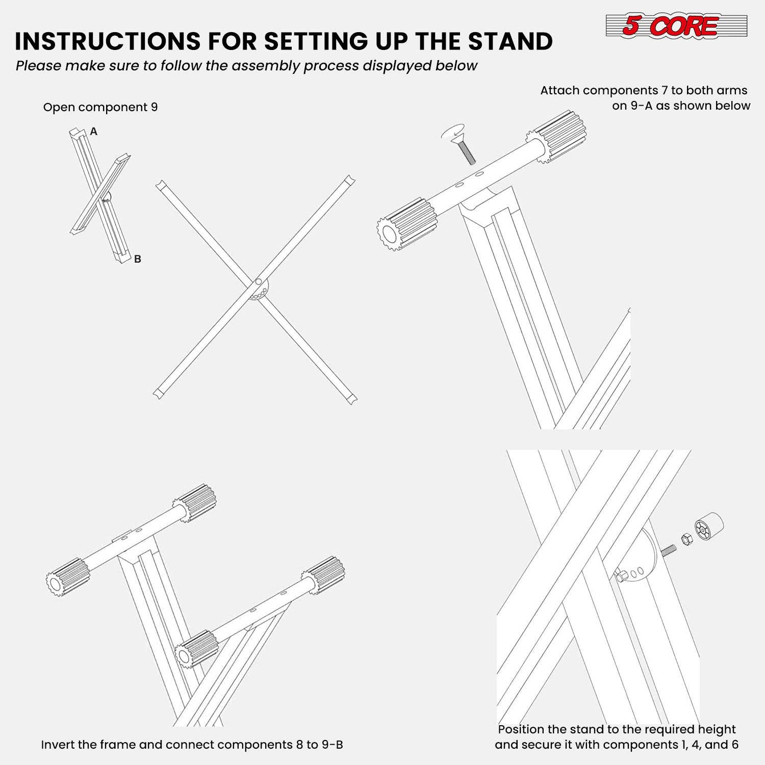 K Cube Inc - Wholesale Music Accessory - 5 Core Keyboard Stand Adjustable Key Board Pianos Holders6