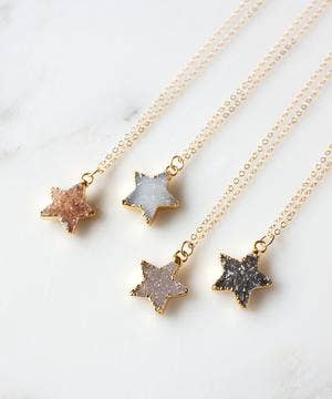 Pure Indigo Design - Vendita all'ingrosso Collana con ciondolo/pendaglio - Celeste Druzy - Collana con stella3