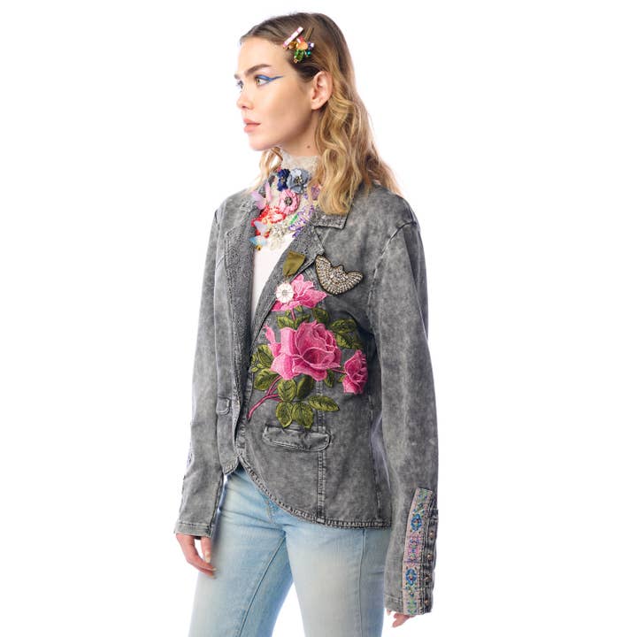 Charcoal Colonel French Terry Knitted Jacket - Blazer for wholesale on Faire3