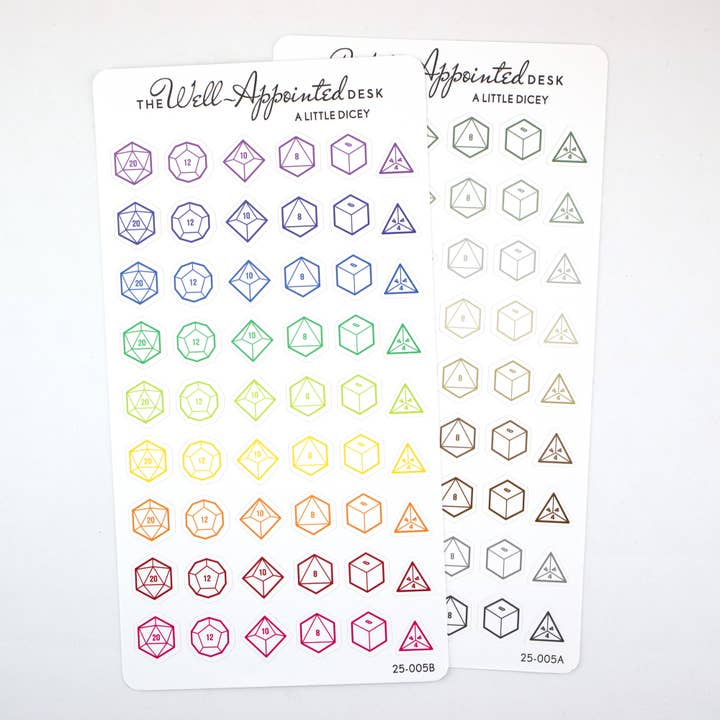 Feuille d'autocollants A Little Dicey (25-005) pour la vente par The Well-Appointed Desk