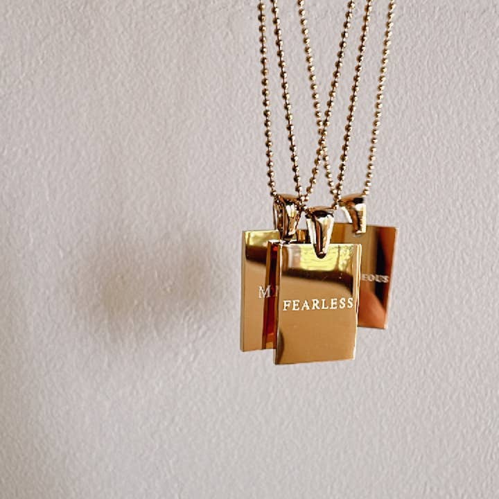 mila + stevie - Wholesale Pendant/Charm Necklace - "Fearless" Empowerment Necklace1