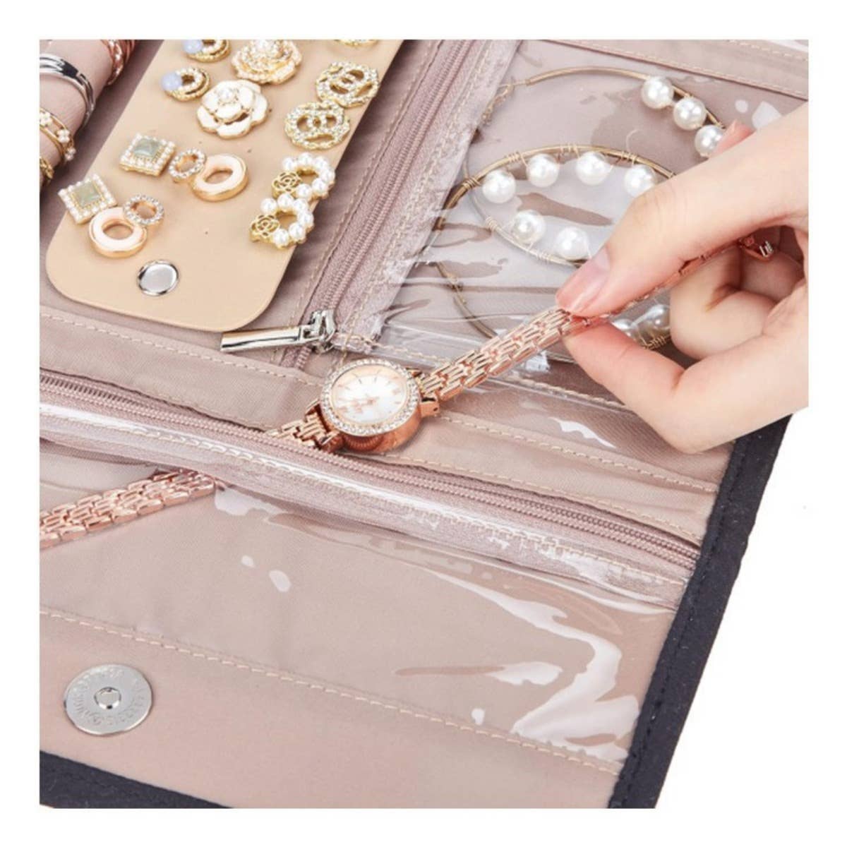 wandf - Wholesale Jewellery box/organiser - Portable Travel Jewelry Organizer Roll,Foldable for Earrings3