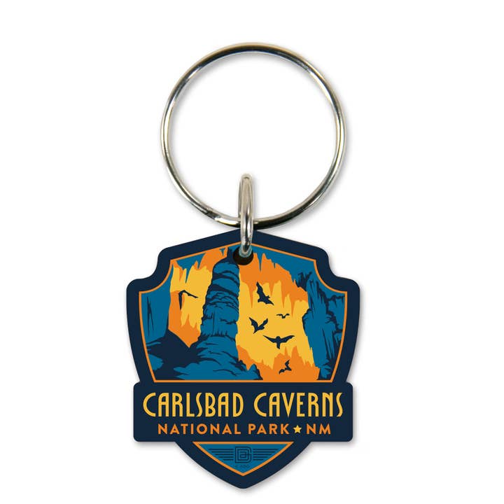 Carlsbad Caverns NP Emblem Wooden Key Ring for wholesale by Tourist Courts