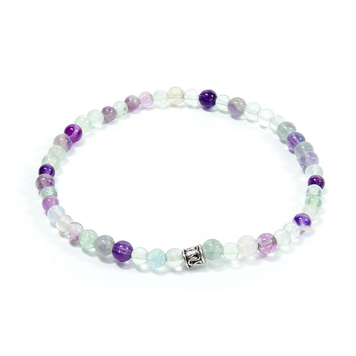 Fluorit og ametyst mini armbånd - 4mm for engroshandel hos Jenson Natural Jewelry