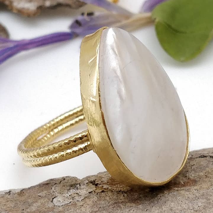 Pärlemor handgjord justerbar guldring för wholesale av ZEYZEY